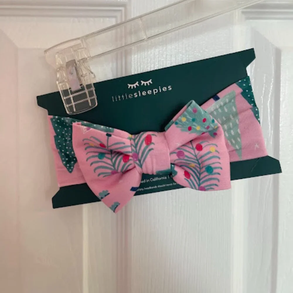 Little Sleepies Newborn Twinkling Trees Pink Luxe Bow Headband